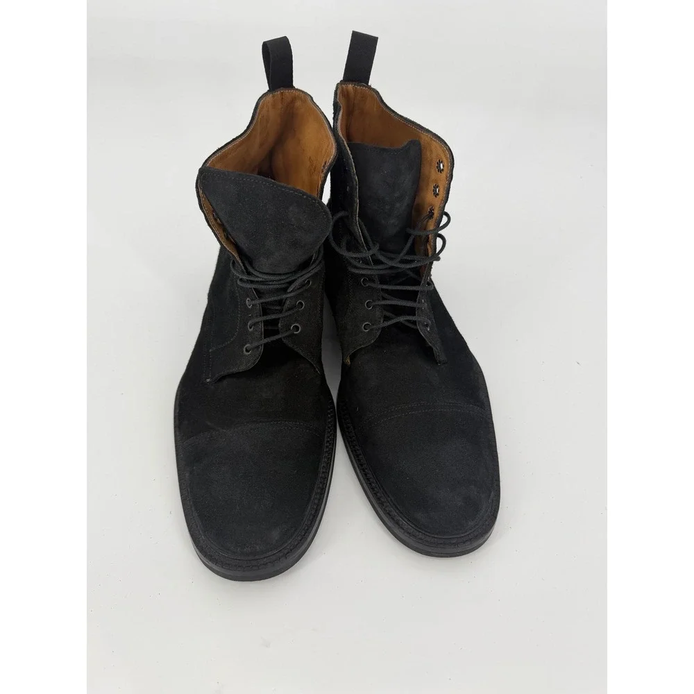 Barneys New York Mens Black Suede Cap Toe Combat Boots Made in Italy Size 12